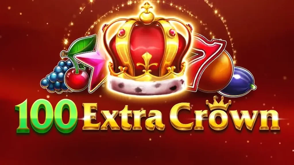 Tampilan layar permainan slot 100 Extra Crown dengan simbol buah dan mahkota
