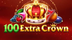 Tampilan layar permainan slot 100 Extra Crown dengan simbol buah dan mahkota